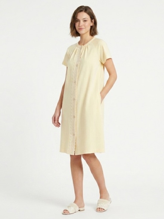 Saybury Other - Styled By Saybury Vintage Nightgown Lace Trim Pearl Button Pastel Yellow Large